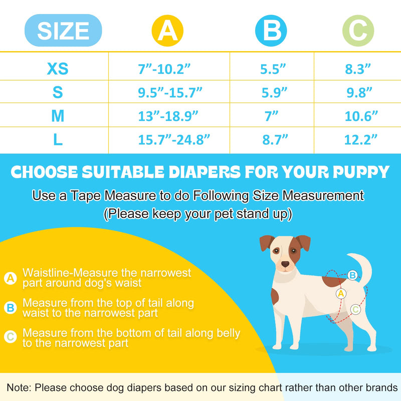 NOYAL Washable Dog Diapers Female Reusable High Absorbency Leak-Proof Rose Pattern Doggie Diapers 3 Pack Small 9.5-15.7'' - BeesActive Australia
