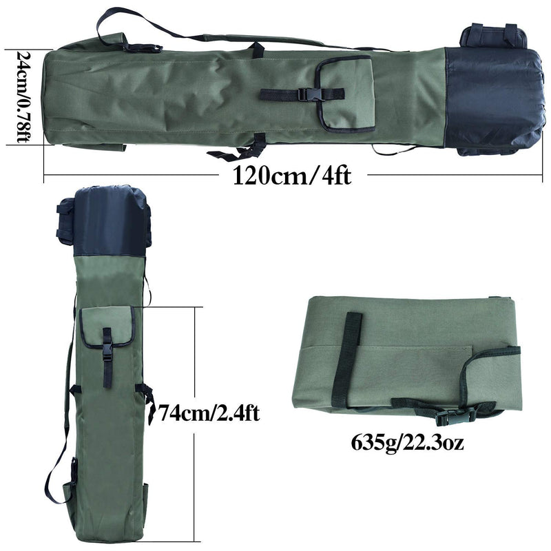 [AUSTRALIA] - Sougayilang Fishing Rod Bag Canvas Rod Case Organizer Pole Storage Bag Fishing Rod and Reel Carrier Organizer for Travel, Gift for Father, Boyfriend and Family Green-120cm/47.2in 