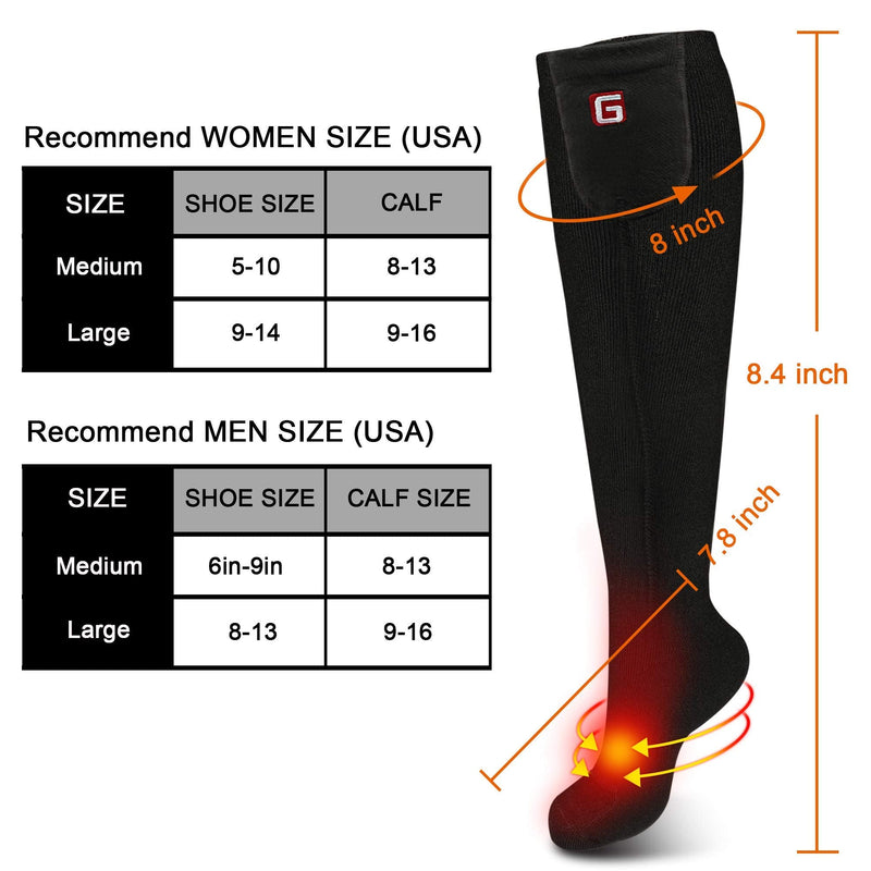 Rabbitroom Heated Socks Women Electric Battery Socks Thermal Insulated Socks for Arthritis, Winter Thick Warm Cotton Sox Heating Foot Warmer, Unisex & USA 6-13 Size Black Medium - BeesActive Australia