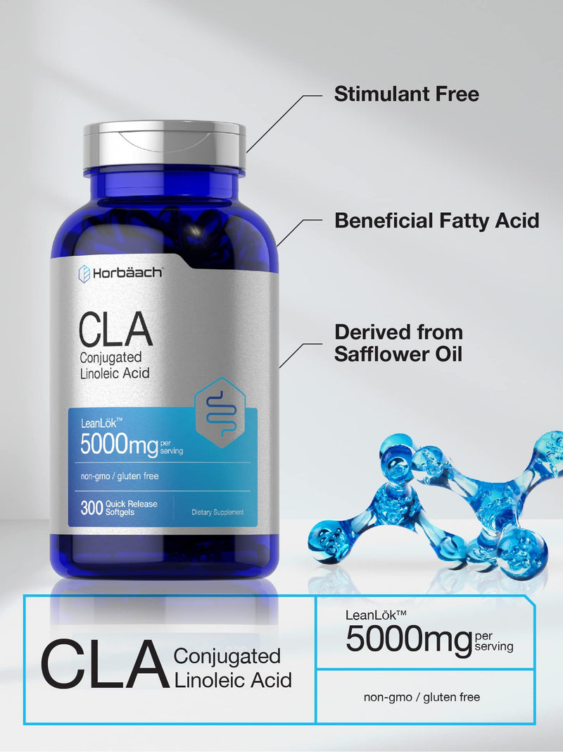 CLA Supplement | 300 Softgel Pills | Maximum Potency | Conjugated Lineolic Acid from Safflower Oil | Non-GMO, Gluten Free | by Horbaach - BeesActive Australia