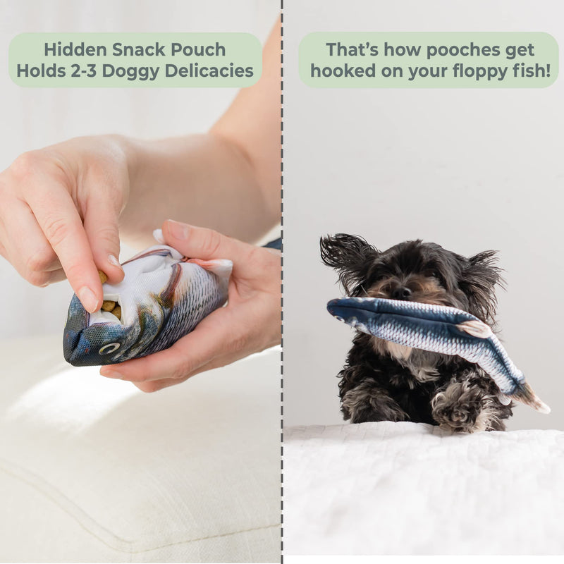 Floppy Fish Dog Toy - Interactive Dog Toy with Moving Tail + Extra Skin | USB Charged Flopping Fish Toy for Dogs up to 30lb | Small Dog Toys Interactive for Excercise & IQ | Machine-Washable Cover - BeesActive Australia