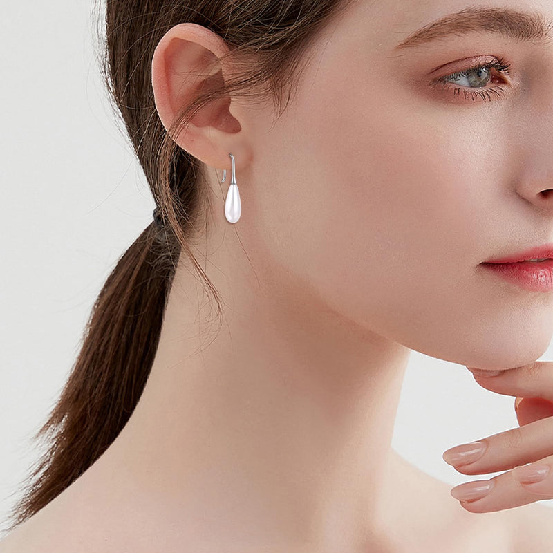 Pearl Threader Earrings 925 Sterling Silver Long Piercing Pearl Tassel Drop Dangle Ear Line Eardrop Earrings Jewelry for Women Teen Girls Pull through pearl earrings - BeesActive Australia