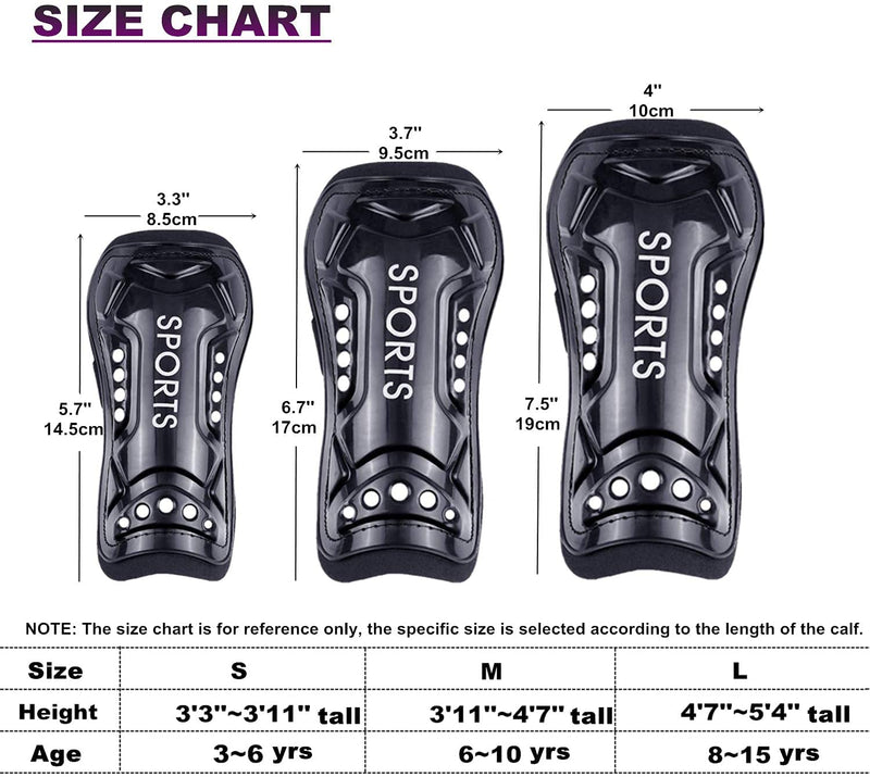 Geekism Sport Soccer Shin Guards Youth - 2 Pair 3 Sizes Shin Pads Child Calf Protective Gear 3-15 Years Old Girls Boys Toddler Kids Teenagers 1 Pack Blue + 1 Pack Black Shin Guards S 3'3 - 3'10 Tall - BeesActive Australia