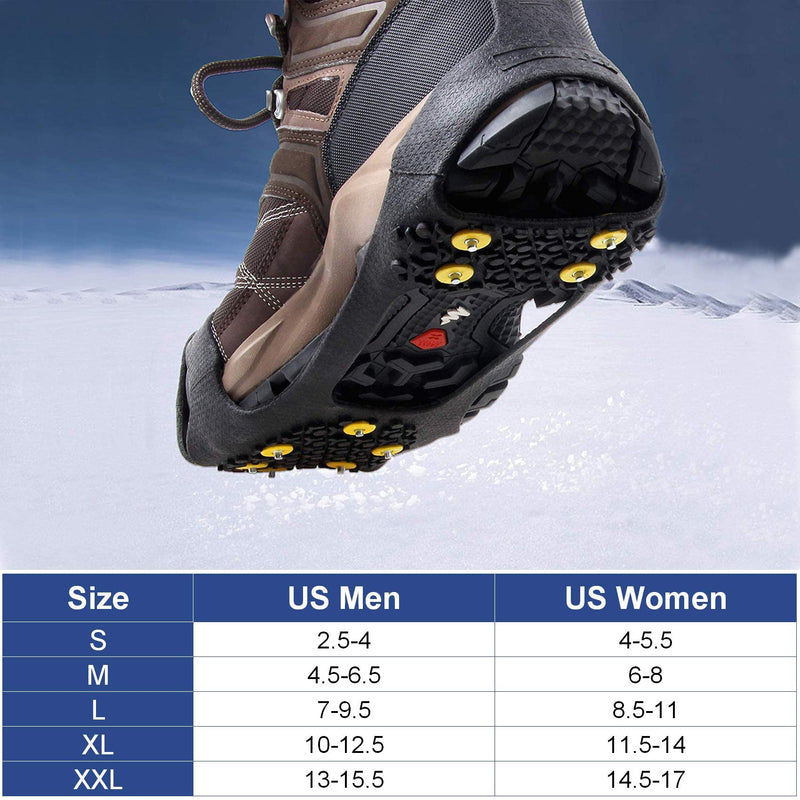 OROOTL Ice Snow Cleats for Shoes and Boots Snow Traction Crampons for Men Women Kids Anti Slip Spikes Overshoe Winter Ice Cleats Stretch Footwear for Walking on Snow and Ice S (Men:2.5-4 / Women:4-5.5) - BeesActive Australia