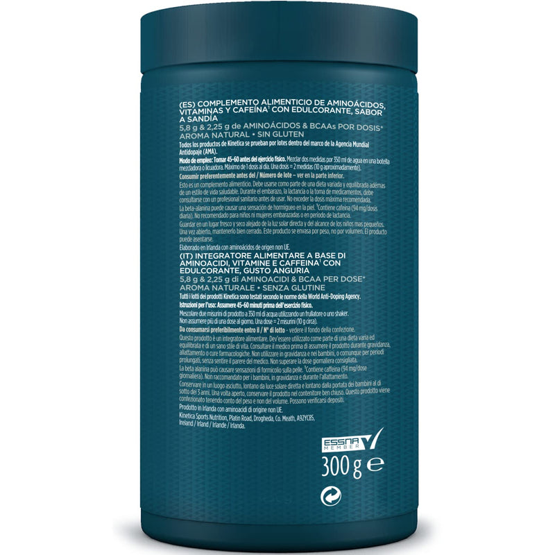 Kinetica PreFuel, Pre Workout, 5.9g Amino Acids & 2.3g BCAA's per Serving, 30 Servings, Watermelon, 300g - BeesActive Australia