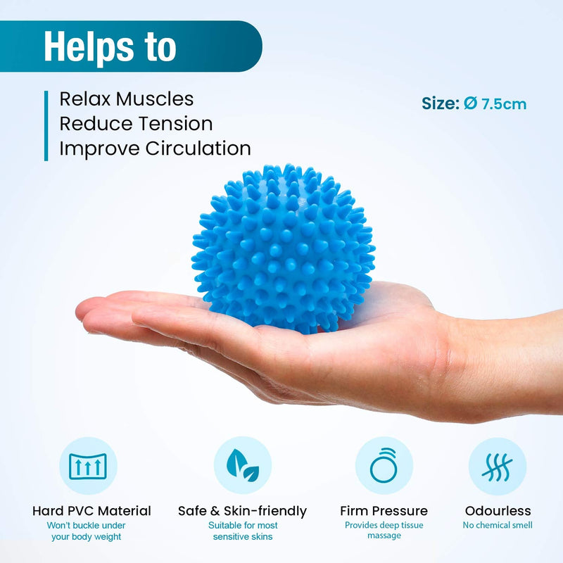 Beenax Lacrosse & Spiky Massage Ball Set - Perfect for Trigger Point Therapy, Myofascial Release, Plantar Fasciitis, Deep Tissue and Muscle Relief - Designed to Relieve Stress and Relax Tight Muscle Blue - BeesActive Australia