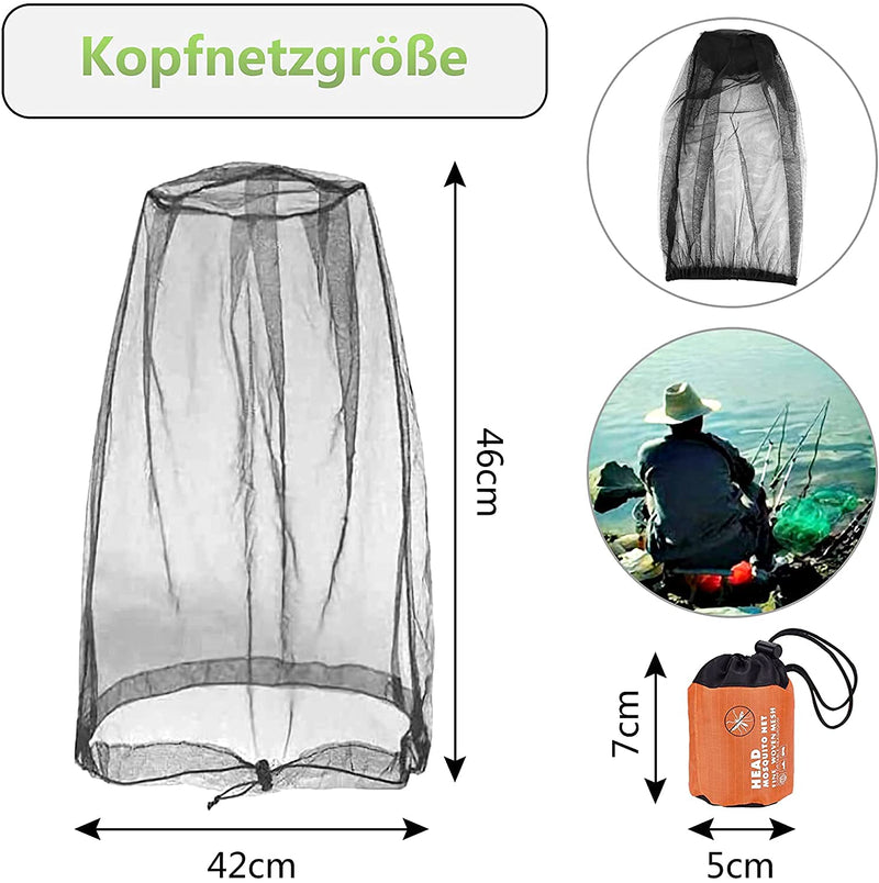 Grantop 2 Pieces Mosquito Head Net, Nylon Face Net Mesh,Mesh Bug Net for Outdoor Hiking Camping Climbing Fishing and Walking Dark Black - BeesActive Australia