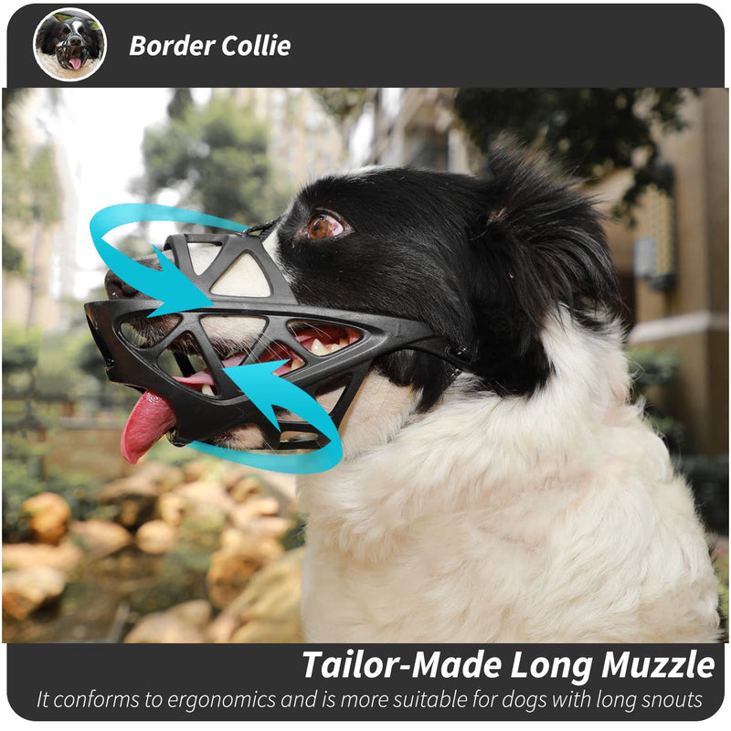 Dog Muzzle, Soft Basket Muzzle for Medium Large Sized Dog Labrador Golden German Shepherd Australian Shepherds, Dog Mouth Guard for Biting Chewing Scavenging, Allow Drinking and Eating XL(Snout 11.5-14.25") Black - BeesActive Australia