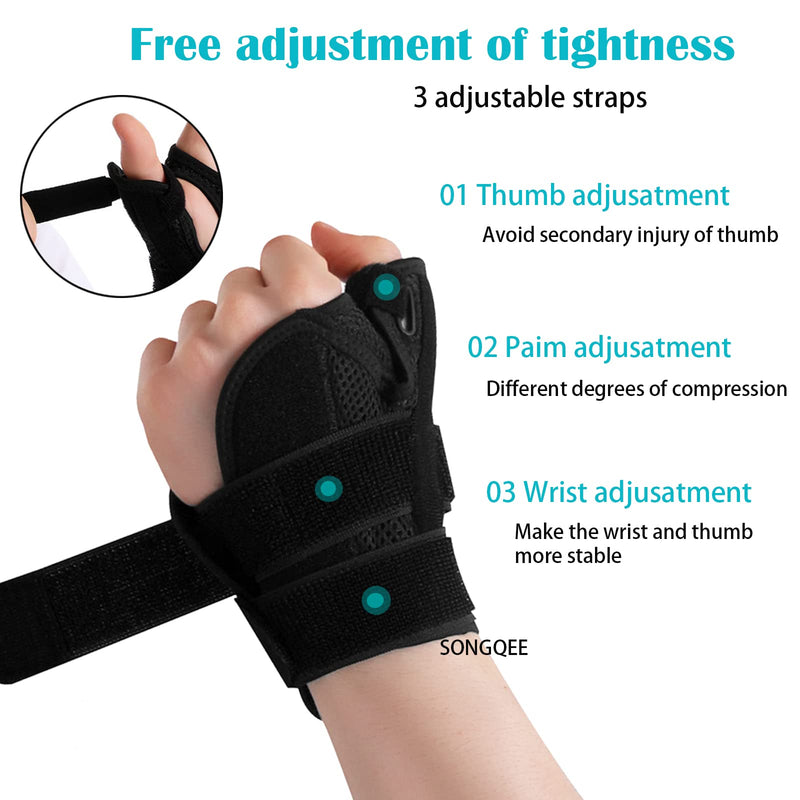 SONGQEE Wrist Thumb Supports Splint Brace Hand Straps, Adjustable Sports Finger Guard for Carpal Tunnel Syndrome, Arthritis, Tendonitis, Hand Sprains, Thumb Immobilizer 1 size fit Left/Right Hand Beige - BeesActive Australia