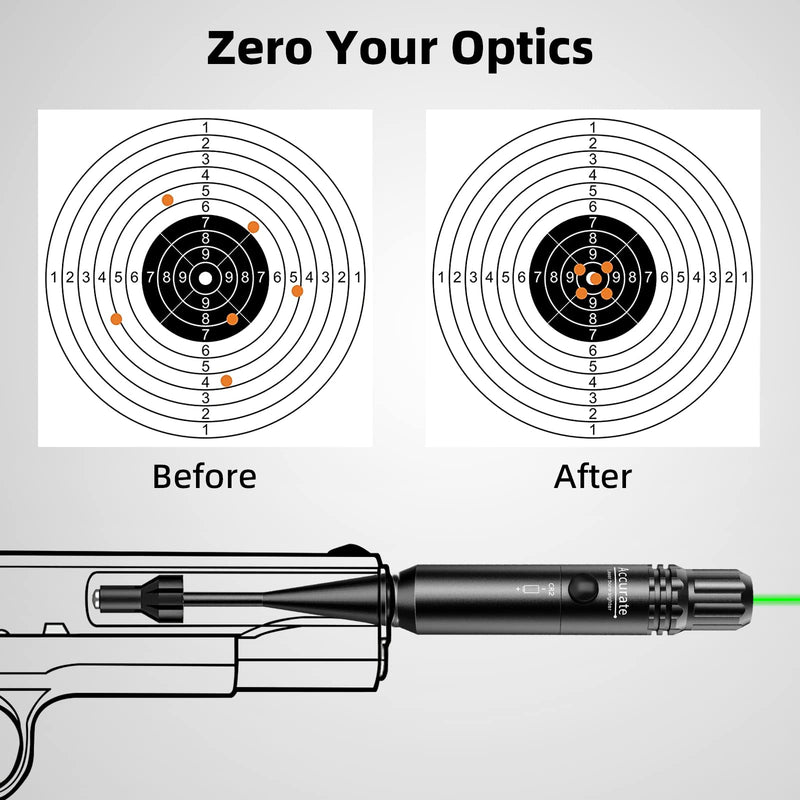 EZshoot Bore Sight Kit for .17 to .54 Caliber Rifles Pistols Green or Red Laser Sight Boresighter with Big Button Switch green laser - BeesActive Australia