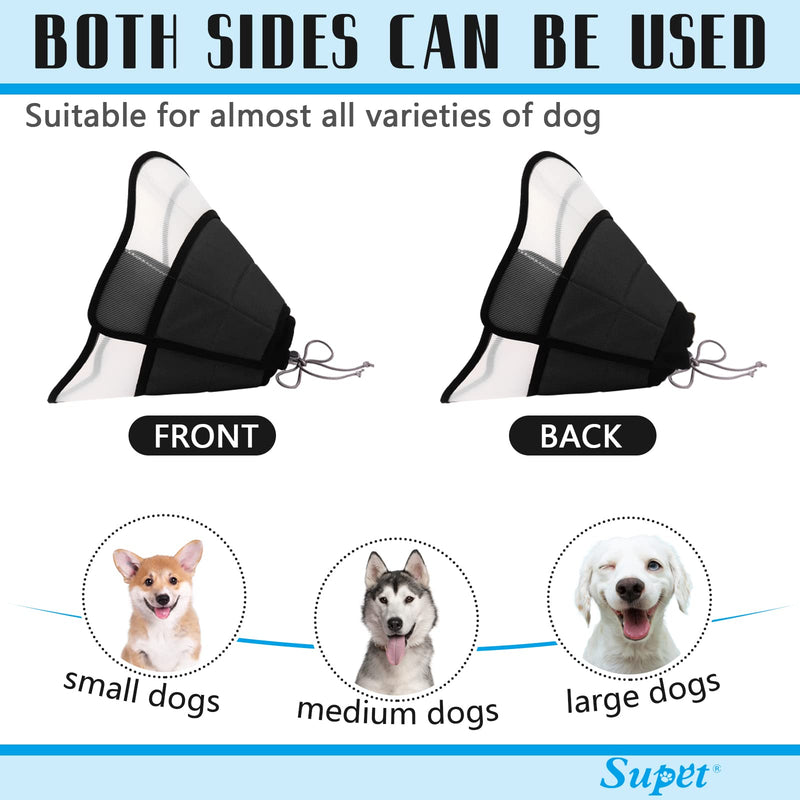 Supet Dog Cone for Dogs After Surgery, Soft Dog Cones for Large Medium Dogs, Comfortable Elizabethan Collar for Dogs to Stop Licking, Adjustable Pet Recovery Collar for Small Dogs L (Neck:13.5"-19.0") Black - BeesActive Australia