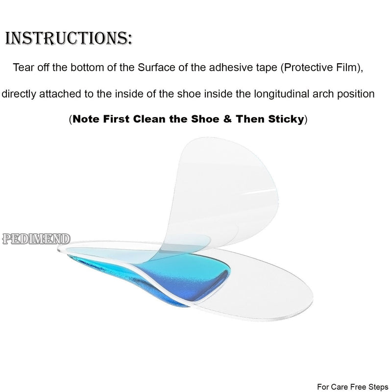 Pedimend Medicated Gel Flat Foot Arch Support Insoles Plantar Fasciitis Relief (2PAIRS-4PCS) Fallen Arches Heel Metatarsal Pads Morton Neuroma Orthopedic Care Shock Absorbers Reduce Stress & Pain Blue normal size - BeesActive Australia