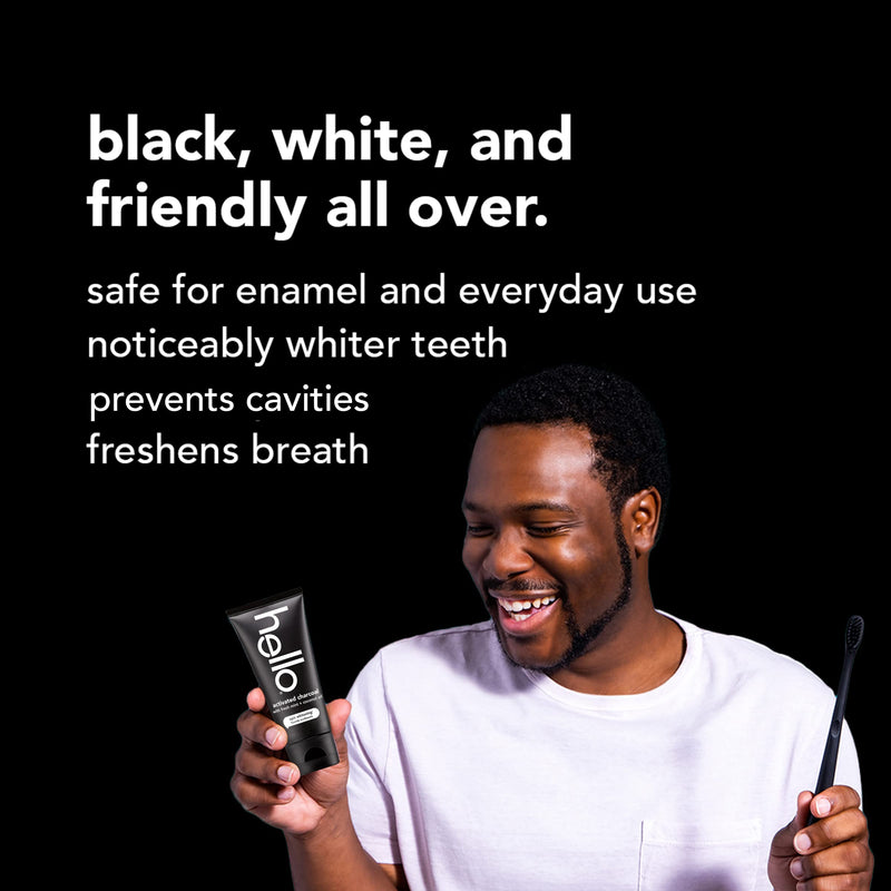 Hello Epic Teeth Whitening Charcoal Fluoride Toothpaste, Natural Fresh Mint, Vegan, SLS Free, Peroxide Free, 82 ml - BeesActive Australia
