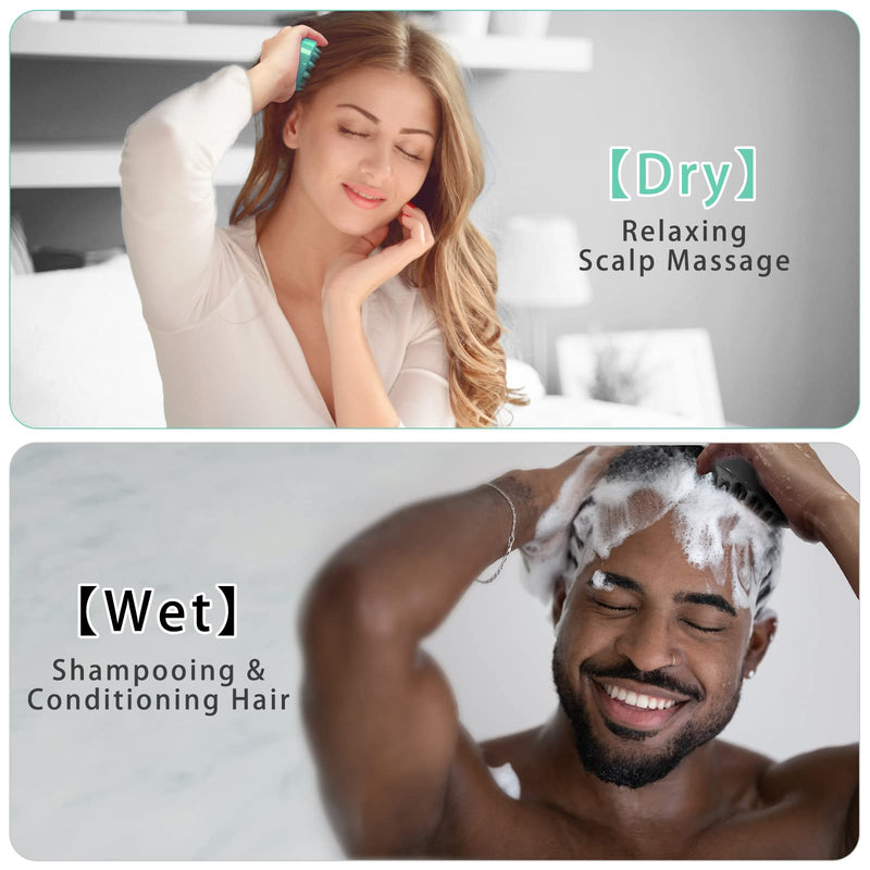 FREATECH 2-Pack Scalp Massager Shampoo Brush, Shower Hair Scrubber Scalp Exfoliator with Flexible Silicone Bristles for Dandruff Removal and Hair Growth, Wet and Dry Use for Men, Women, Kids, Pets Black & Green - BeesActive Australia