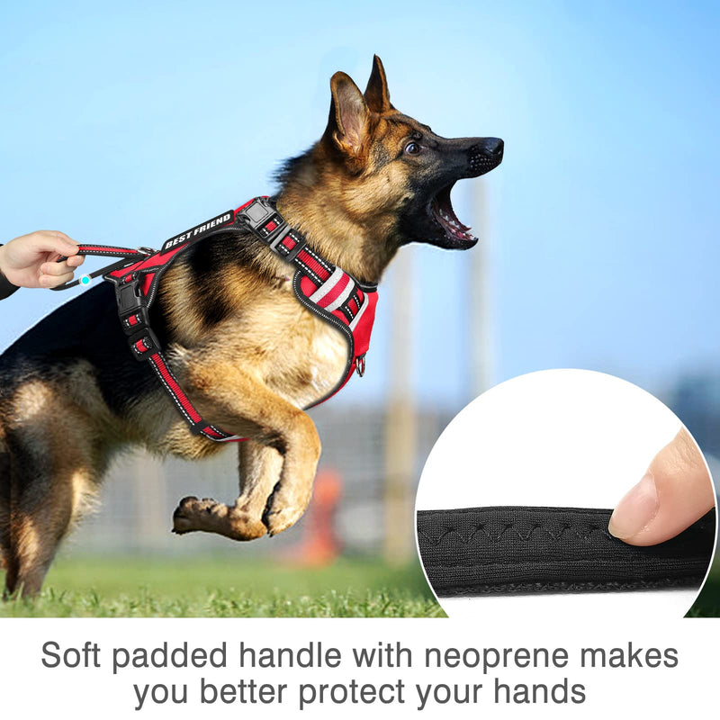 WINSEE Service Dog Vest No Pull Dog Harness with 7 Dog Patches, Reflective Pet Harness with Durable Soft Padded Handle for Training Small, Medium, Large, and Extra-Large Dogs (Large, Black) Red - BeesActive Australia