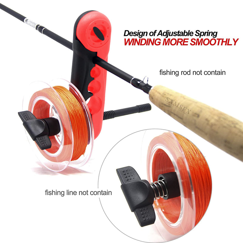 SAMSFX Fishing Portable Universal Fishing Line Spooler Adjustable for Various Sizes Rod Winder Board Spool Line Wrapper Mini Bobbin Reel Accessories Black & Red - BeesActive Australia