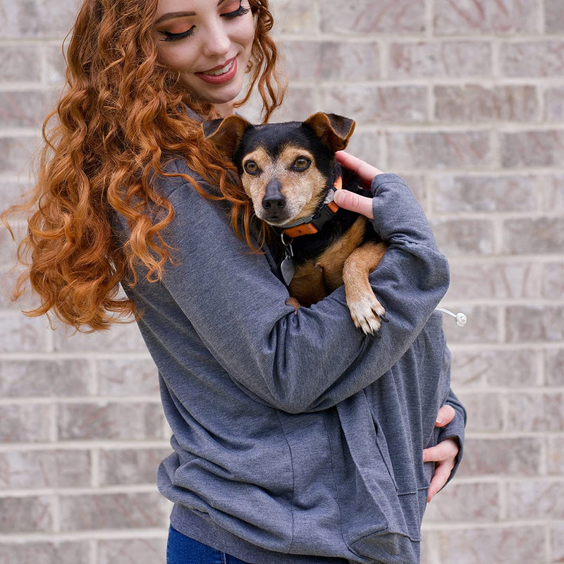 Kei Tomlison Unisex Big Pouch Hoodie Long Sleeve Pet Cat Dog Holder Carrier Sweatshirt Dark Gray X-Large - BeesActive Australia
