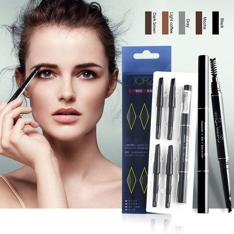 Eyebrow Pencil with Brow Brush，Waterproof and Retractable Makeup Brow Liner,Brow Defining Kir for Girls and Women, 1 Pen 5 Color Optional - BeesActive Australia