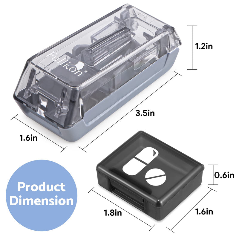 Fullicon Pill Cutter for Small Pills with V-Shape Holder, Pill Splitter with Blade for All Shapes, Tablet Cutter for Small Tablets, Pill Cutters for Tablets, Pet Pill Splitter with Two Large Boxes Grey - BeesActive Australia