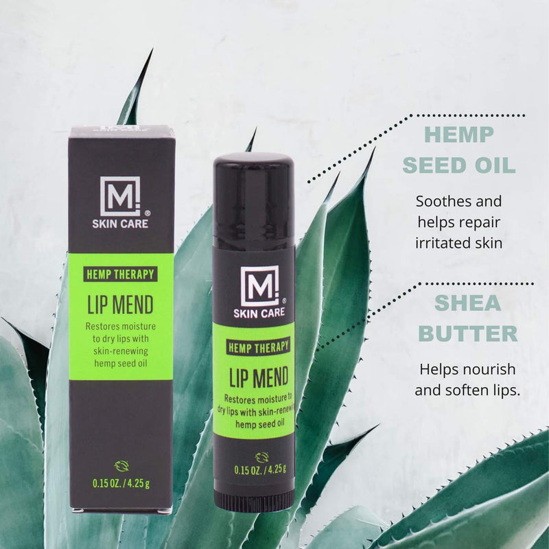 M. Skin Care Hemp Therapy Lip Mend Balm for Men, Refreshing Peppermint, Shea Butter, Cruelty Free - BeesActive Australia