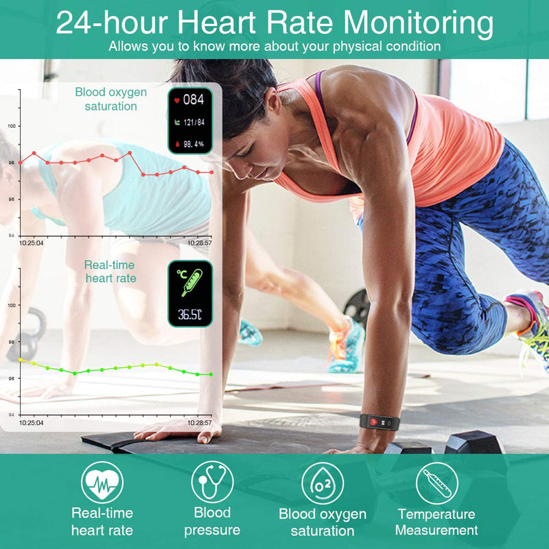 ORIA Fitness Tracker, Activity Tracker Watch with Body Temperature Blood Pressure Oxygen Heart Rate Sleep Monitor, Smart Fitness Watch with Step Counter Call Message for Women Men Kids - BeesActive Australia