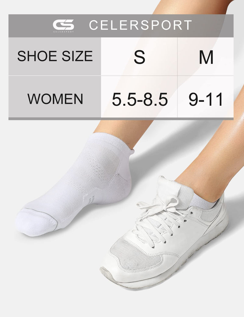 6 Pack Women's Ankle Running Socks Cushioned Low Cut Tab Athletic Socks White Medium - BeesActive Australia