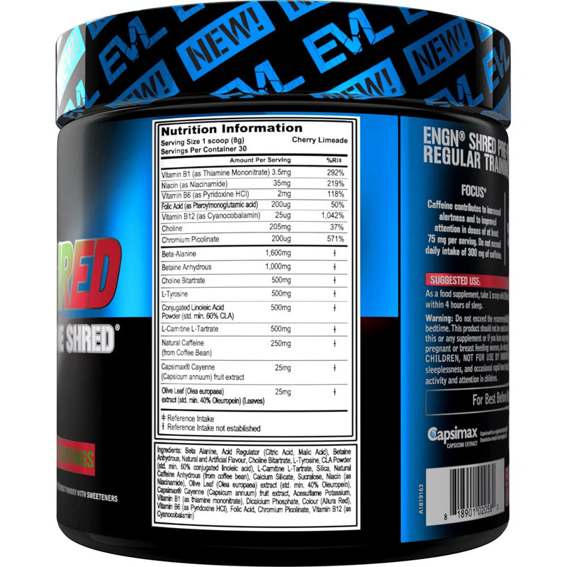 Evlution Nutrition ENGN Shred Pre Workout Thermogenic Fat Burner Powder, Energy, Weight Loss, 30 Servings (Cherry Limeade) - BeesActive Australia