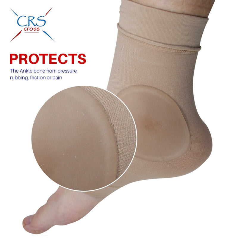 CRS Cross Ankle Malleolar Gel Sleeves - Padded Skate Sock with Ankle Bone Pads for Figure Skating, Hockey, Inline, Roller, Ski, Hiking or Riding Boots. Ankle Protector & Cushion One Size Fits Most - BeesActive Australia