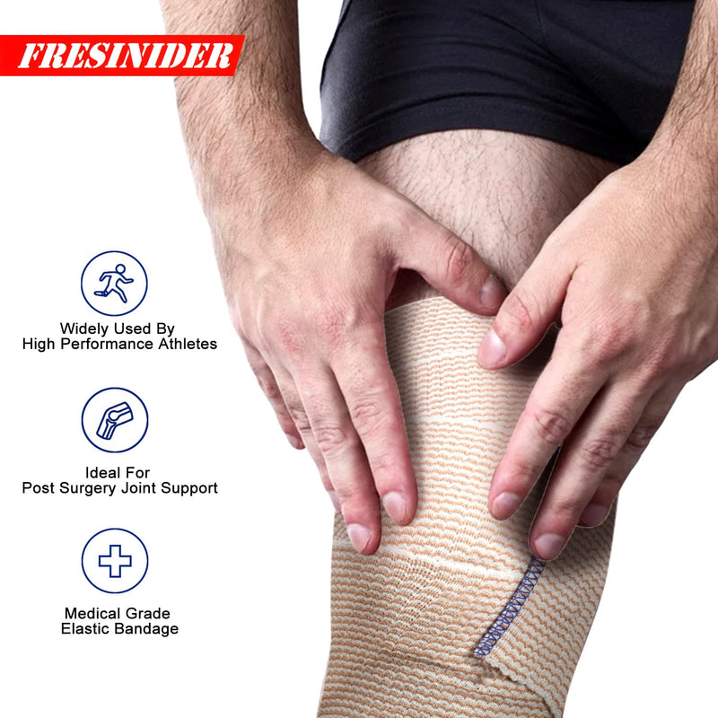 FRESINIDER Premium Elastic Bandage Wrap, 6 Pack 4" Cotton Latex Free Compression Bandage Wrap with Touch Closure at Both Ends, Support & First Aid for Sports, Medical, and Injury Recovery 4" - BeesActive Australia