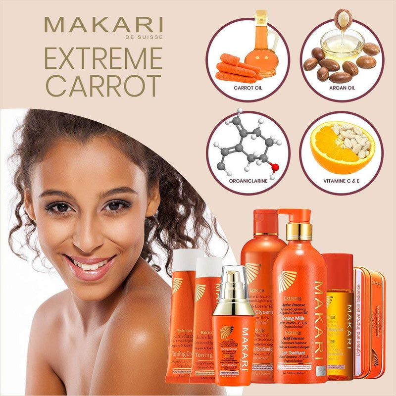 Makari Extreme Carrot & Argan Oil Facial Toning FACE Gel 1.0oz –Lightening, Brightening & Tightening Gel with Organiclarine –Whitening & Anti-Aging Treatment for Dark Spots, Acne Scars & Wrinkles - BeesActive Australia