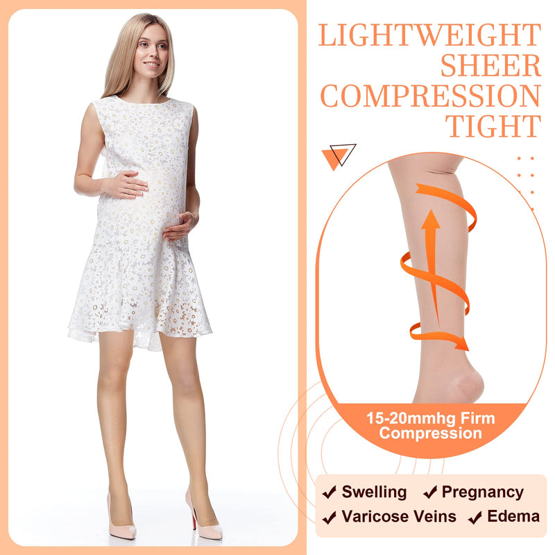 Heentan 4 Pairs Sheer Compression Pantyhose 15-20 Mmhg Lightweight Sheer Compression Stockings Graduated Support Sheer Panty Hose for Women Pregnant Large - BeesActive Australia
