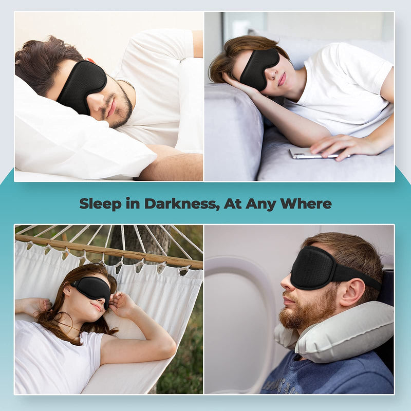 WAOAW Sleep Mask for Women Men, Eye Mask Sleeping of 3D Light Blocking Blindfold(Black) Black - BeesActive Australia