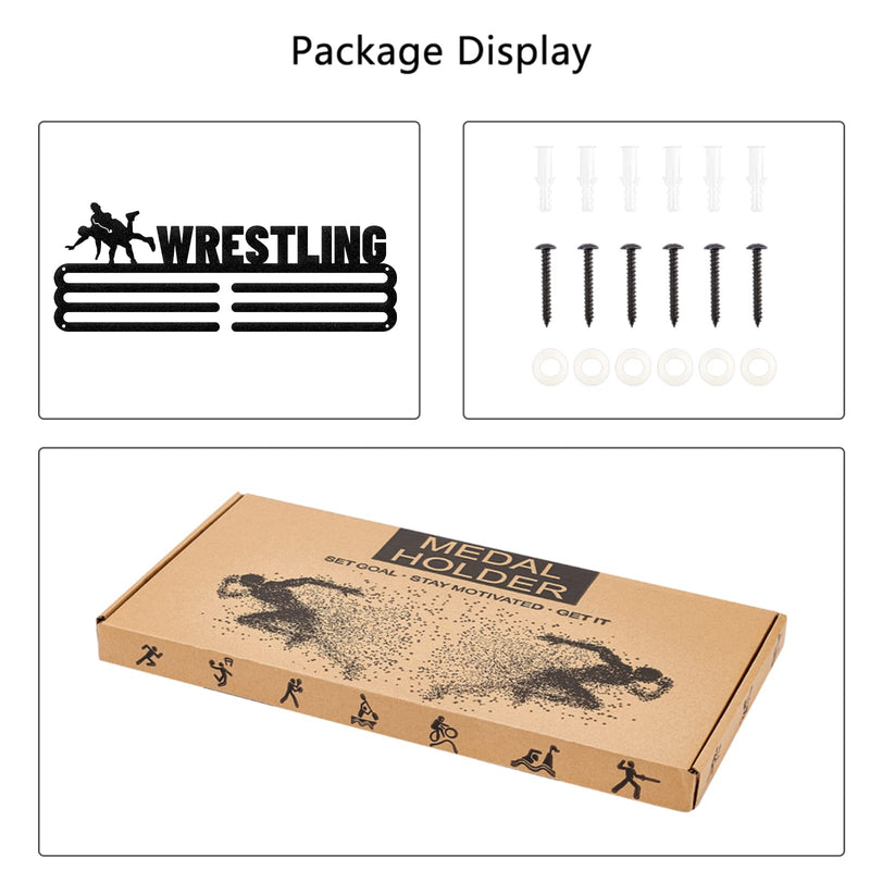 GLOBLELAND Wrestling Medal Holder Display Hanger Rack Frame for Sport Race Metal Medal Hanger for Wrestling Competitions,15.75x6Inches - BeesActive Australia