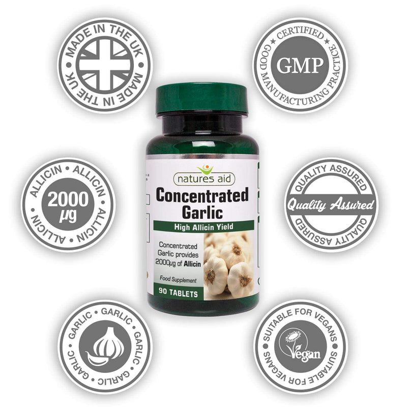 Natures Aid Garlic Concentrated 2000ug - Pack of 90 Tablets Garlic Concentrated 2000ug, Pack of 90 Tablets - BeesActive Australia