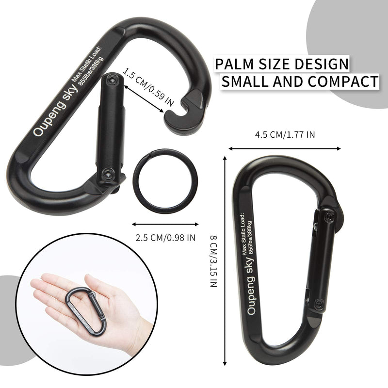 Carabiner Clip, 4 Pack, 855lbs，3" Iron Heavy Duty Caribeaners for Hammocks, Camping Accessories, Hiking, Keychains，Outdoors and Gym etc, Small Carabiners for Dog Leash, Harness and Key Ring, Black - BeesActive Australia