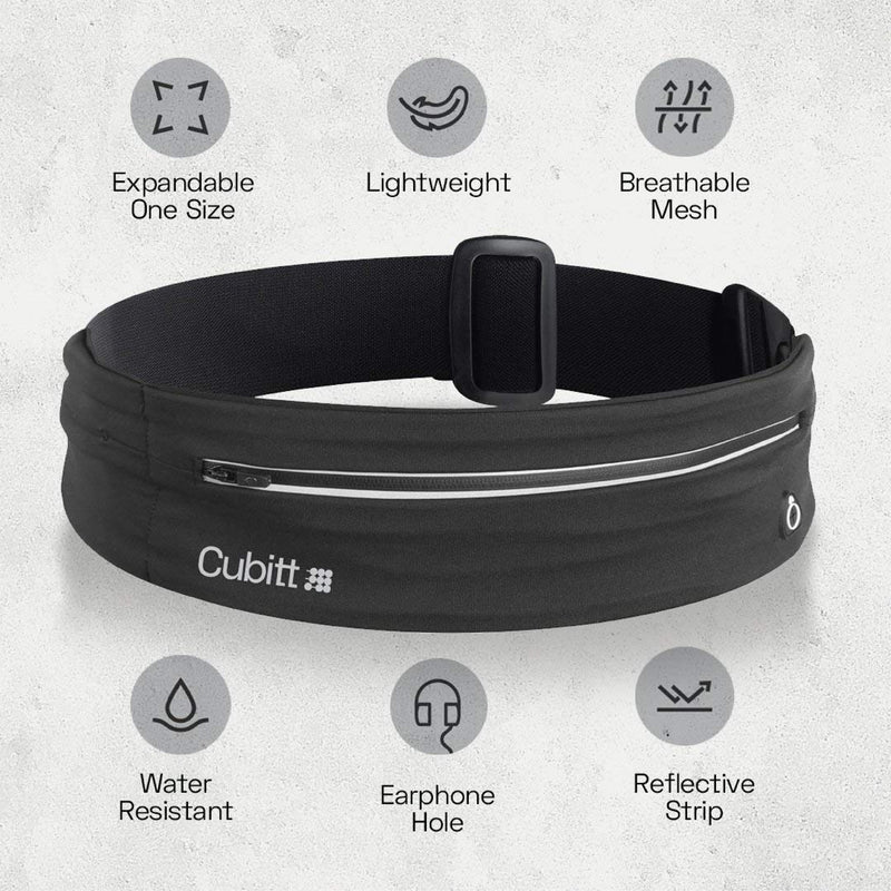 CUBITT Running Belt, Lightweigth water resistance waist pack. No bounce - Adjustable. For Men & Women. Super comfort & secure. Fit any cellphone - BeesActive Australia