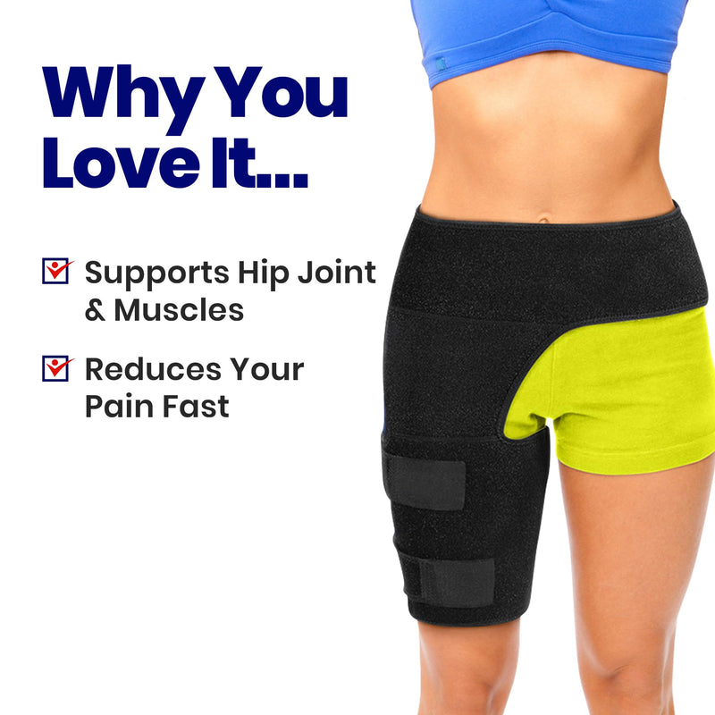 Hip Brace Thigh Compression Sleeve – Hamstring Compression Sleeve & Groin Compression Wrap for Hip Pain Relief. Support for Hips, Sciatica, Quad Muscle Strains Fits Both Legs Men & Women (Large) L (Pack of 1) - BeesActive Australia