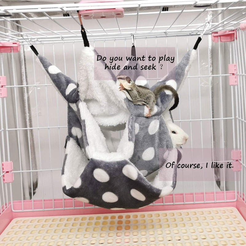 LEFTSTARER Triple-Layer Sugar Glider Hammock, Small Pet Cage Hammock, Sugar Glider Cage Accessories Hamster Bedding Small Animals Bed for Chinchilla Parrot Ferrets Rat Playing Sleeping Grey - BeesActive Australia