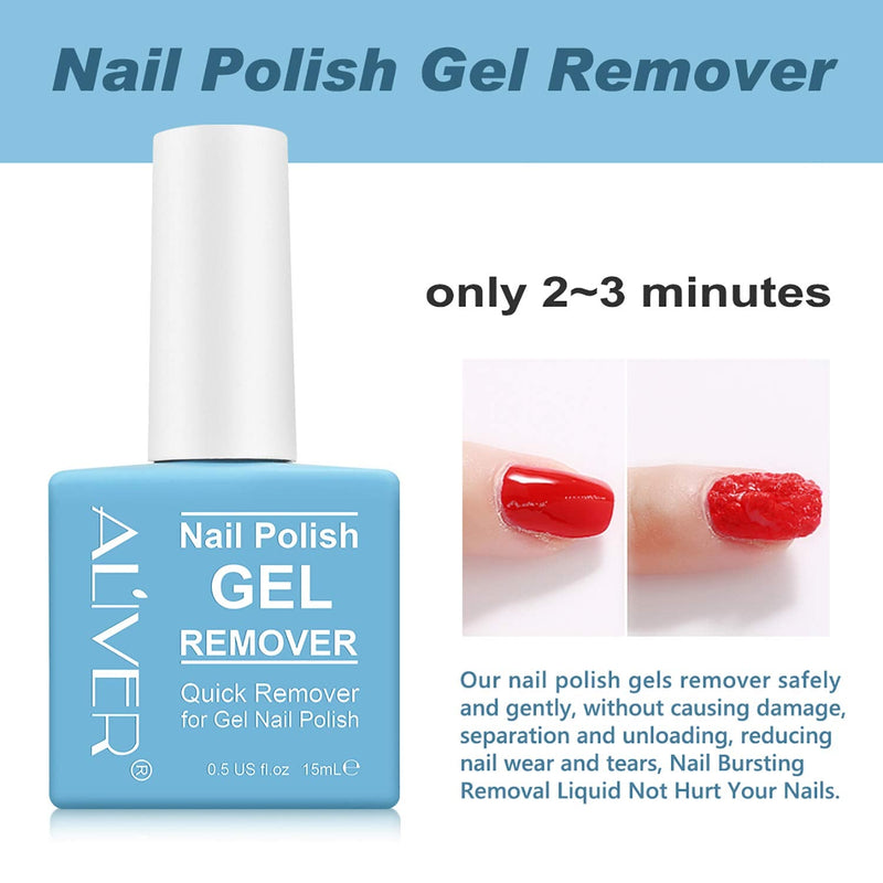 Gel Nail Polish Remover(15ML) - Professional Removes Nail Polish in 3-5 Minutes, Quickly & Easily, Not Hurt Nails with 1 PCS Cuticle Pusher + 1 PCS Nail Polish Scraper 0.52 Ounce (Pack of 1) - BeesActive Australia
