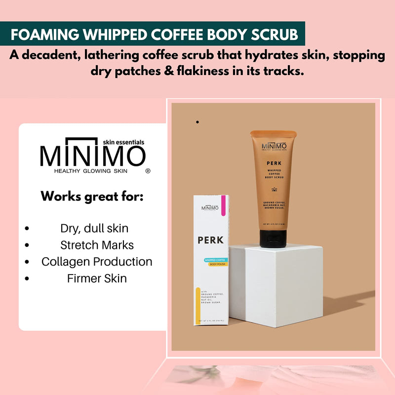 Minimo Perk Foaming Whipped Coffee Body Scrub for Cellulite Exfoliating Wash Caffeine - BeesActive Australia
