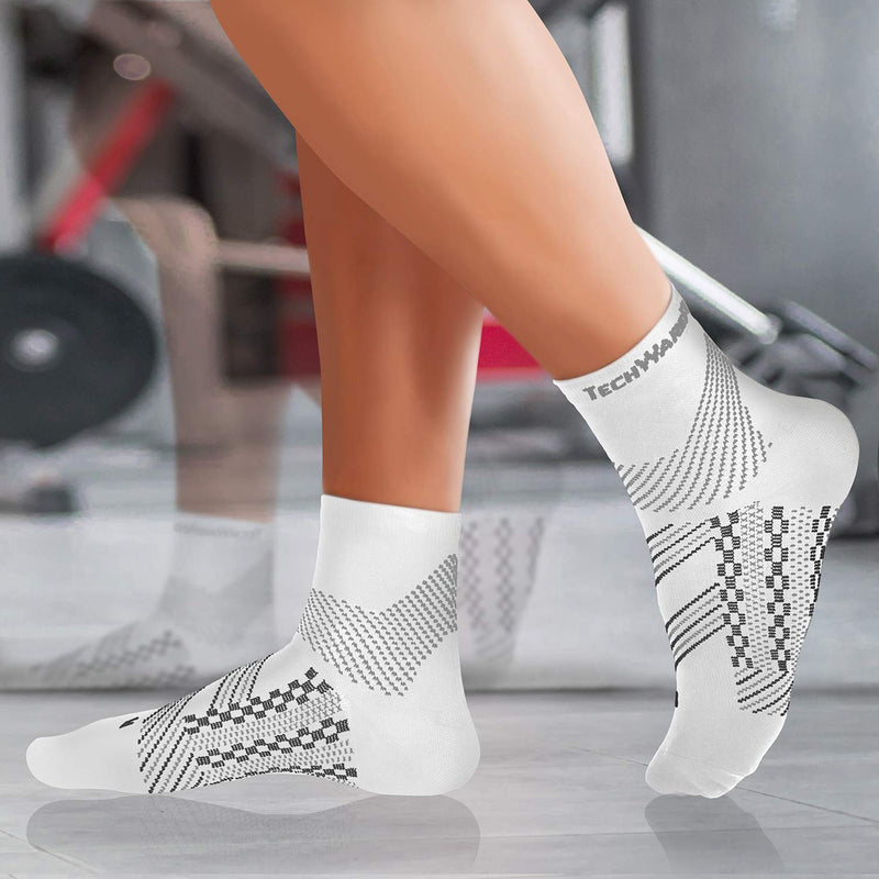 TechWare Pro Plantar Fasciitis Socks - Ankle Compression Socks for Women & Men. Achilles Tendonitis Brace & Foot Arch Support Small White / Gray - BeesActive Australia