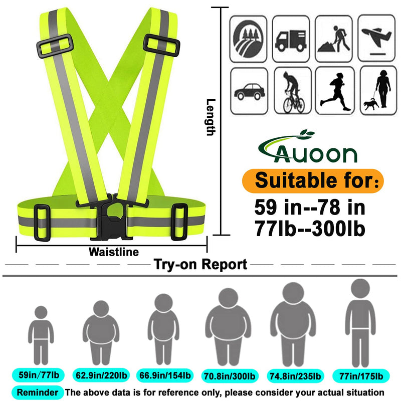 AUOON Reflective Running Vest,Reflective Vest Adjustable for Run,Cycle,Walk, Outdoor,Breathable Waterproof Lightweight 2 Pack - BeesActive Australia