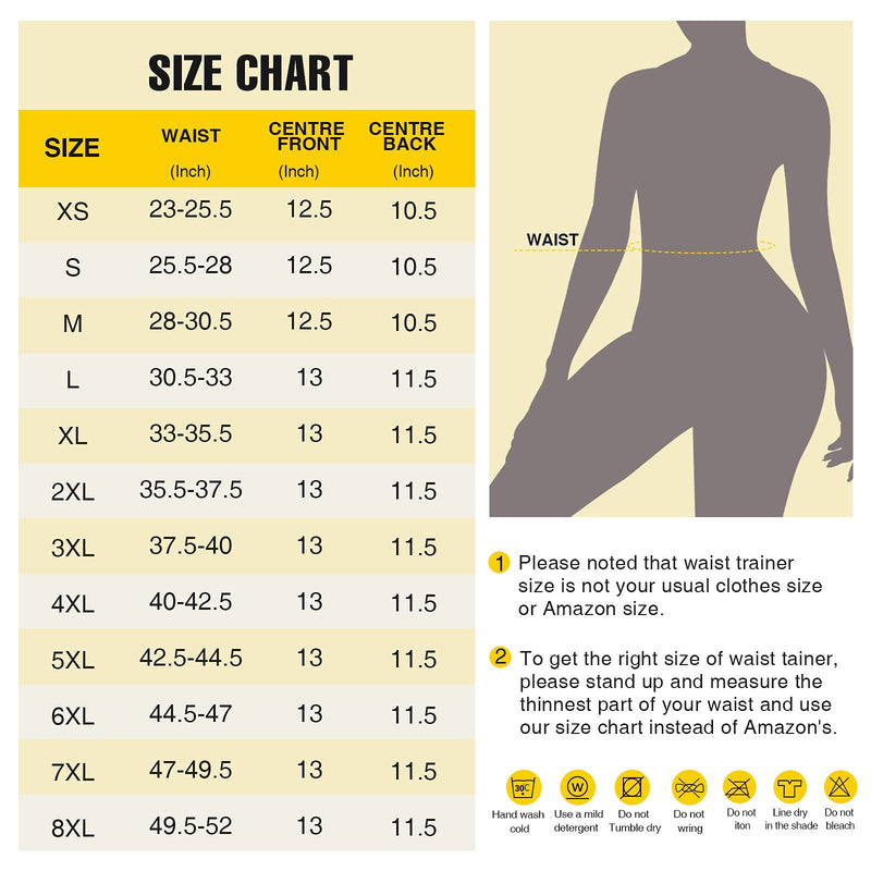Wonder-Beauty Waist Trainer for Women Plus Size 2 Straps 7 Bones Workout Sauna Trimmer Neoprene Exercise Corset Black 3X-Large - BeesActive Australia