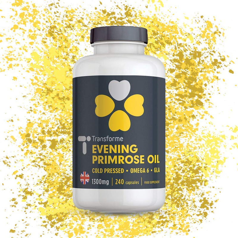 Evening Primrose Oil Capsules 1300mg, 240 Softgels, Cold Pressed Omega 6, GLA & LA, Gluten Free, by Transforme 240 Count (Pack of 1) - BeesActive Australia