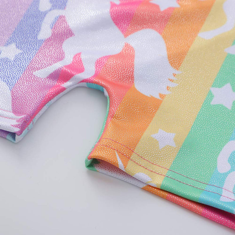 Leotards for Girls Gymnastics Unicorn Mermaid Rainbow Cupcake Dinosaur Sparkle Biketard 2-10 Years 4-5T A Stripes - BeesActive Australia