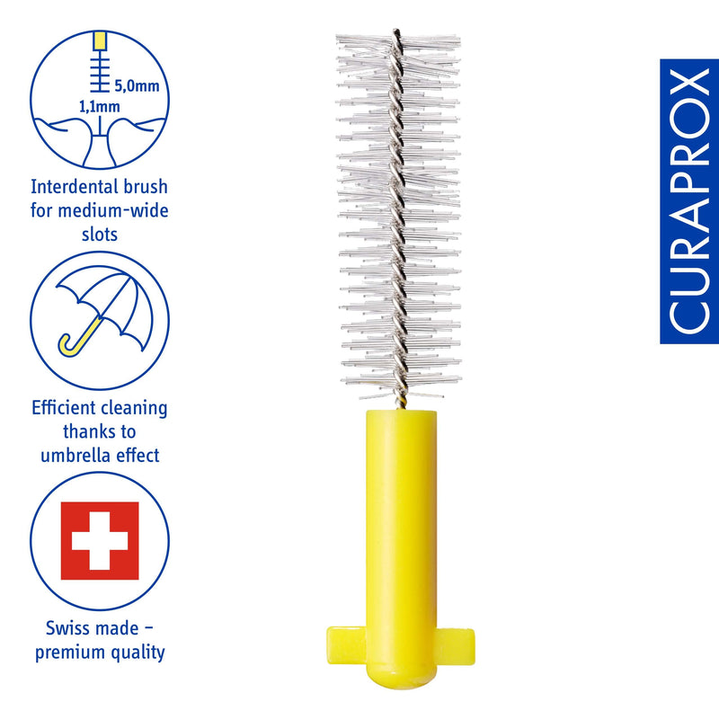 Curaprox CPS 09 Prime Refill Interdental Brushes, Yellow, 8 Count - 8 x 0.9mm - 4mm Internal Toothbrushes. - BeesActive Australia