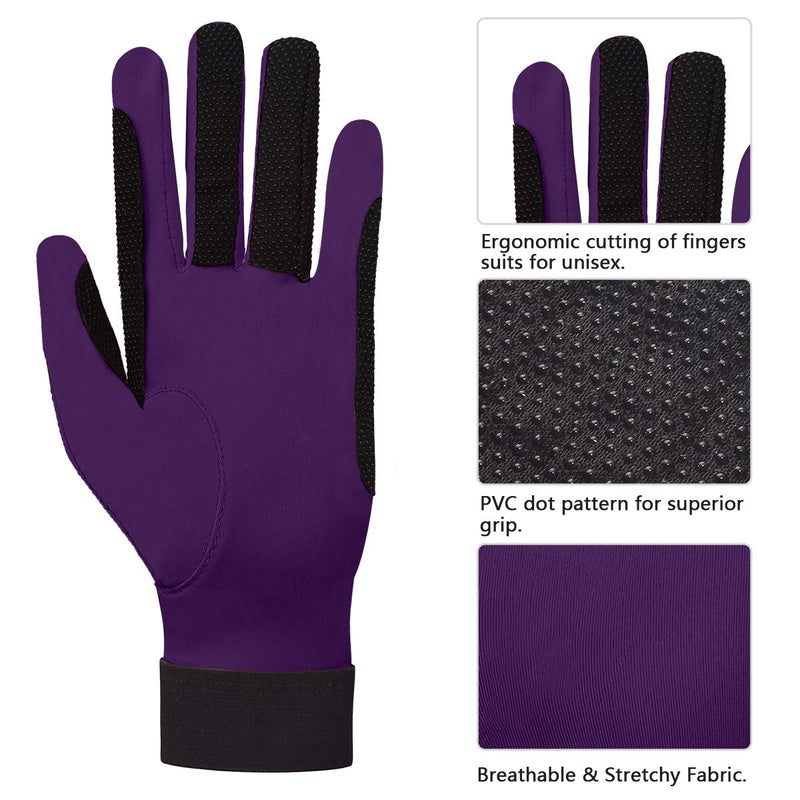 ChinFun Women's Horse Riding Gloves Stretchable Equestrian Gloves Breathable for Outdoor Horseback Cycling Driving purple Large - BeesActive Australia