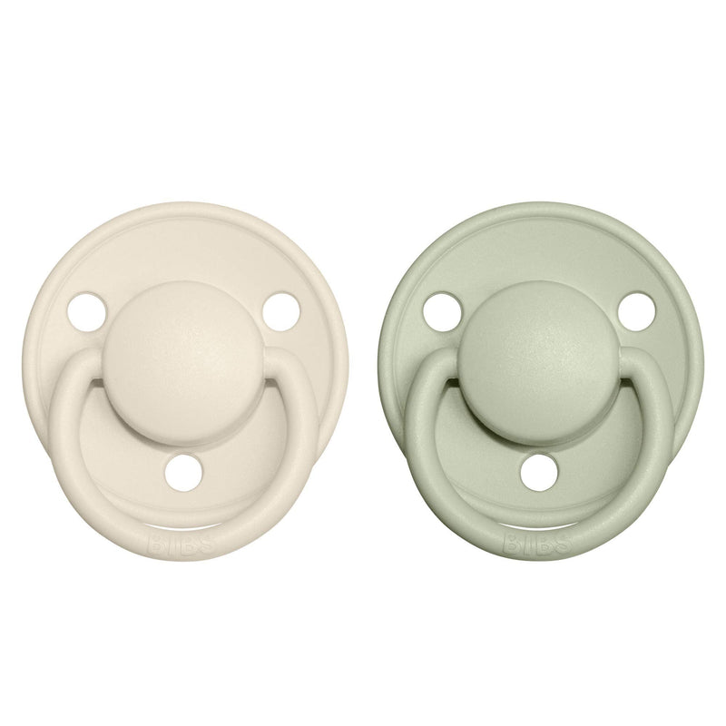 BIBS Pacifiers - De Lux Collection | BPA-Free Baby Pacifier | Made in Denmark | Set of 2 Ivory/Sage Color Premium Soothers | Size 0-6 Months - BeesActive Australia