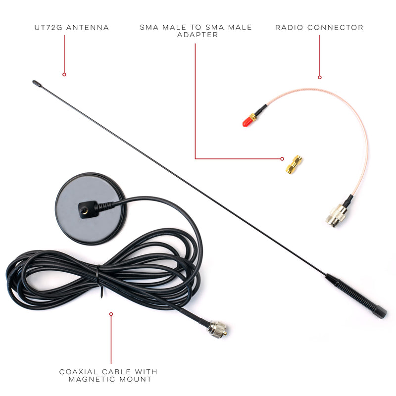 Authentic Genuine Nagoya UT-72G Super Loading Coil 20-Inch Magnetic Mount (Heavy Duty) GMRS (462MHz) Antenna PL-259, Includes Additional SMA Male & Female Adaptors for GMRS Handheld Radios Base / Mobile Antenna UT-72G GMRS PL-259/SMA - BeesActive Australia