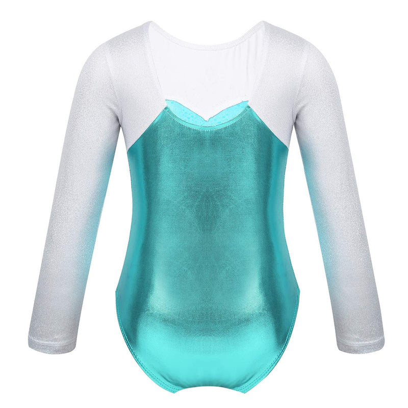 [AUSTRALIA] - ACSUSS Toddler Kids Girls Long Sleeves Ballet Gymnastics Athletic Leotard Shiny Metallic Dance Bodysuit Activewear Lake_blue 6 